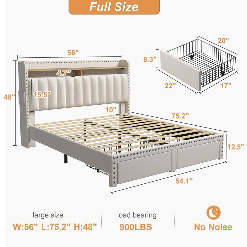 Luxury Upholstered Bed Frame with Storage